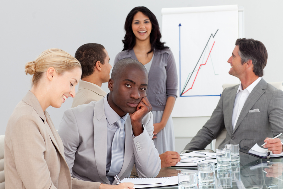 man bored at meeting